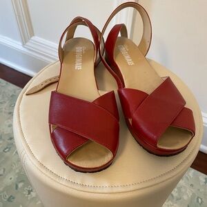 Clarks originals red leather sandals